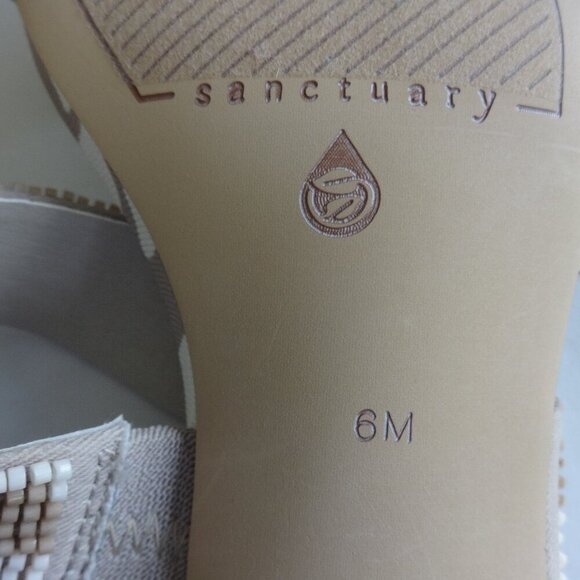 Sanctuary Revive women's size 6M leather beaded slides, tan, 1&1/2" chunky heels - Picture 8 of 15